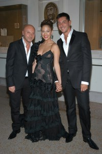 (L-R) Designer Domenico Dolce, Musician Jennifer Lopez, and designer Stefano Gabbana attend the 'Dangerous Liaisons: Fashion and Furniture in the 18th Century' Costume Institute gala at the Metropolitan Museum.