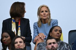 US First Lady Jill Biden and US Ambassador to France Denise Campbell Bauer