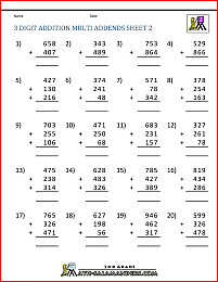 3 Digit Addition Regrouping Worksheets