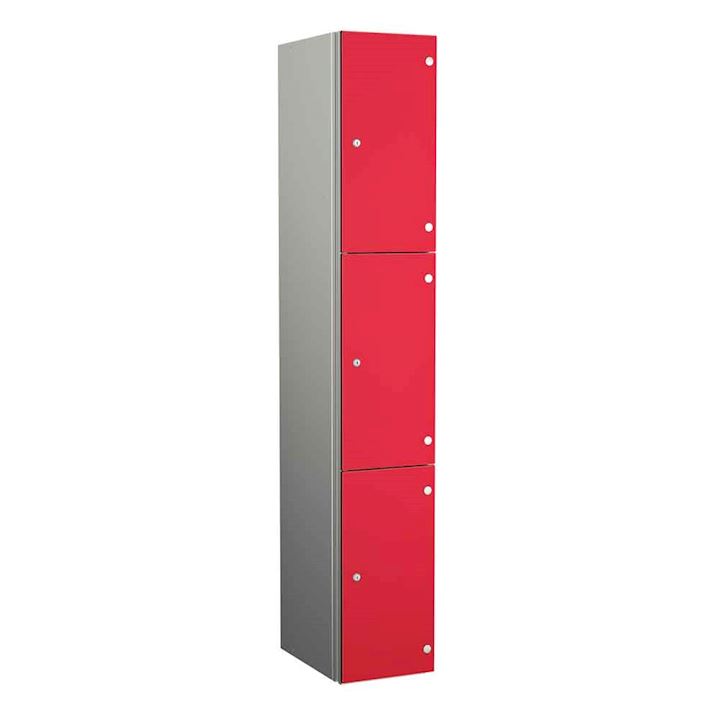 Probe Aluminium Lockers - 3 Door Laminate Zenbox - 180cm Tall, Size & Lock Options