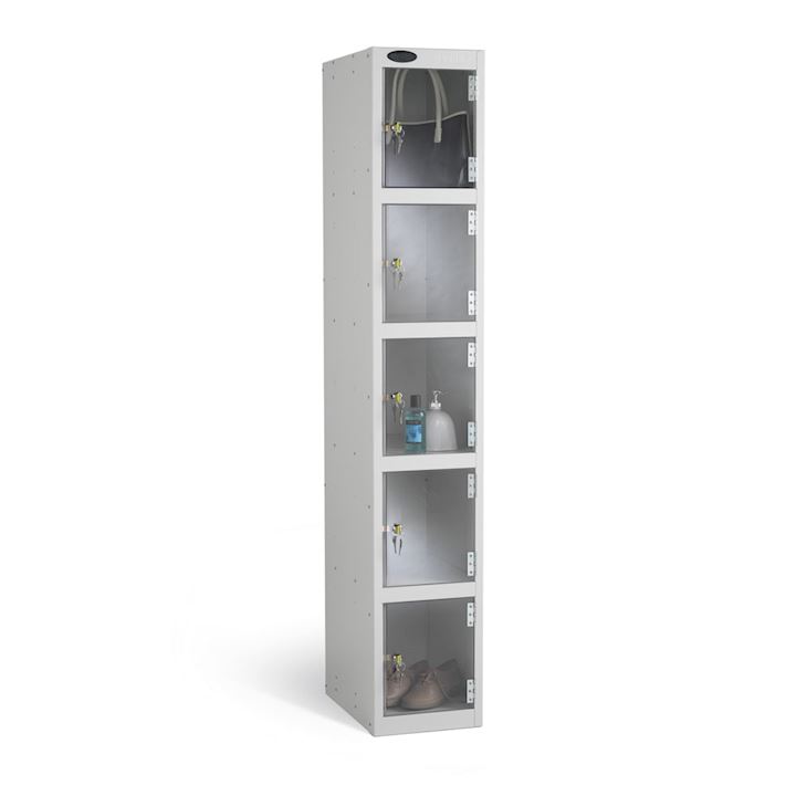 Probe Full Clear Vision Metal Locker - 5 Door 178cm Tall