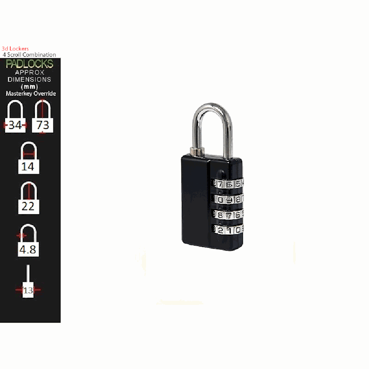 Multi Scroll Combination Padlock with Optional Master Key