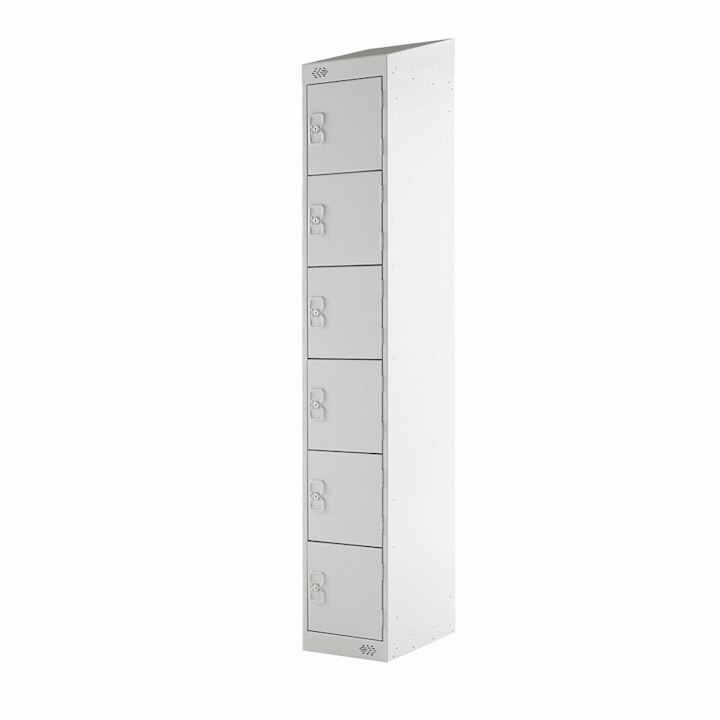 Link Metal Locker - Sloping Top 6 Door - 180/195cm Tall - Colour & Lock Options