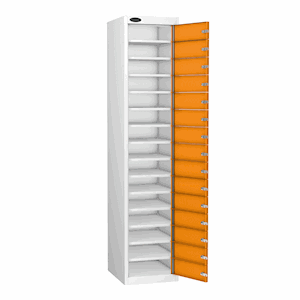 Probe Metal Laptop Locker - 15 Doors Tall 178hx38wx46d cm - Store & Charge - Colour & Lock Options