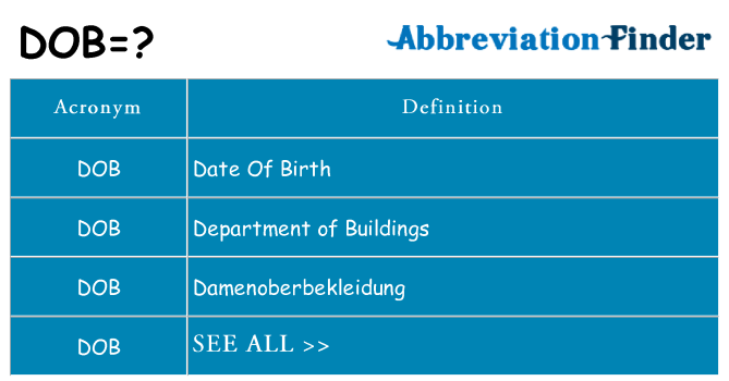 What does dob stand for