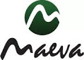 Maeva written in black cursive text with a green circle with the m in white text above