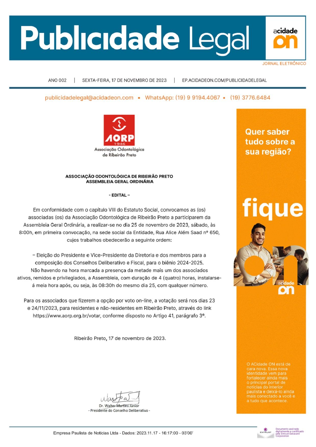 Arquivo PDF Publicidade Legal - 17 de novembro de 2023