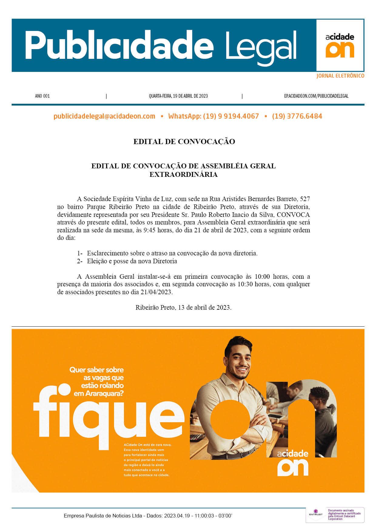 Arquivo PDF Publicidade Legal - 19 de abril de 2023