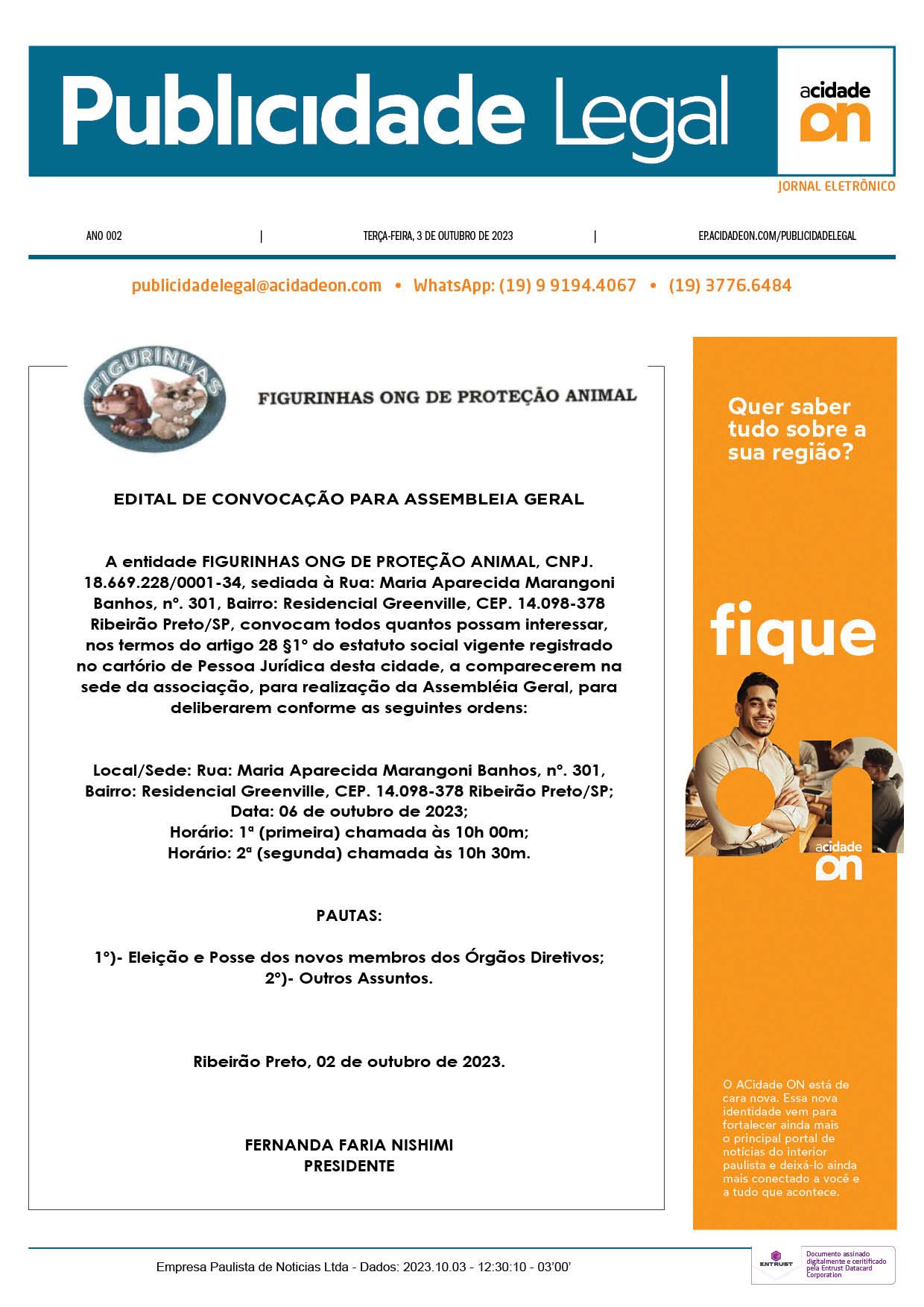 Arquivo PDF Publicidade Legal - 3 de outubro de 2023