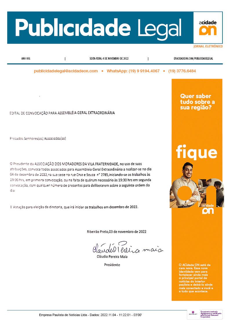 Arquivo PDF Publicidade Legal - 4 de outubro de 2022