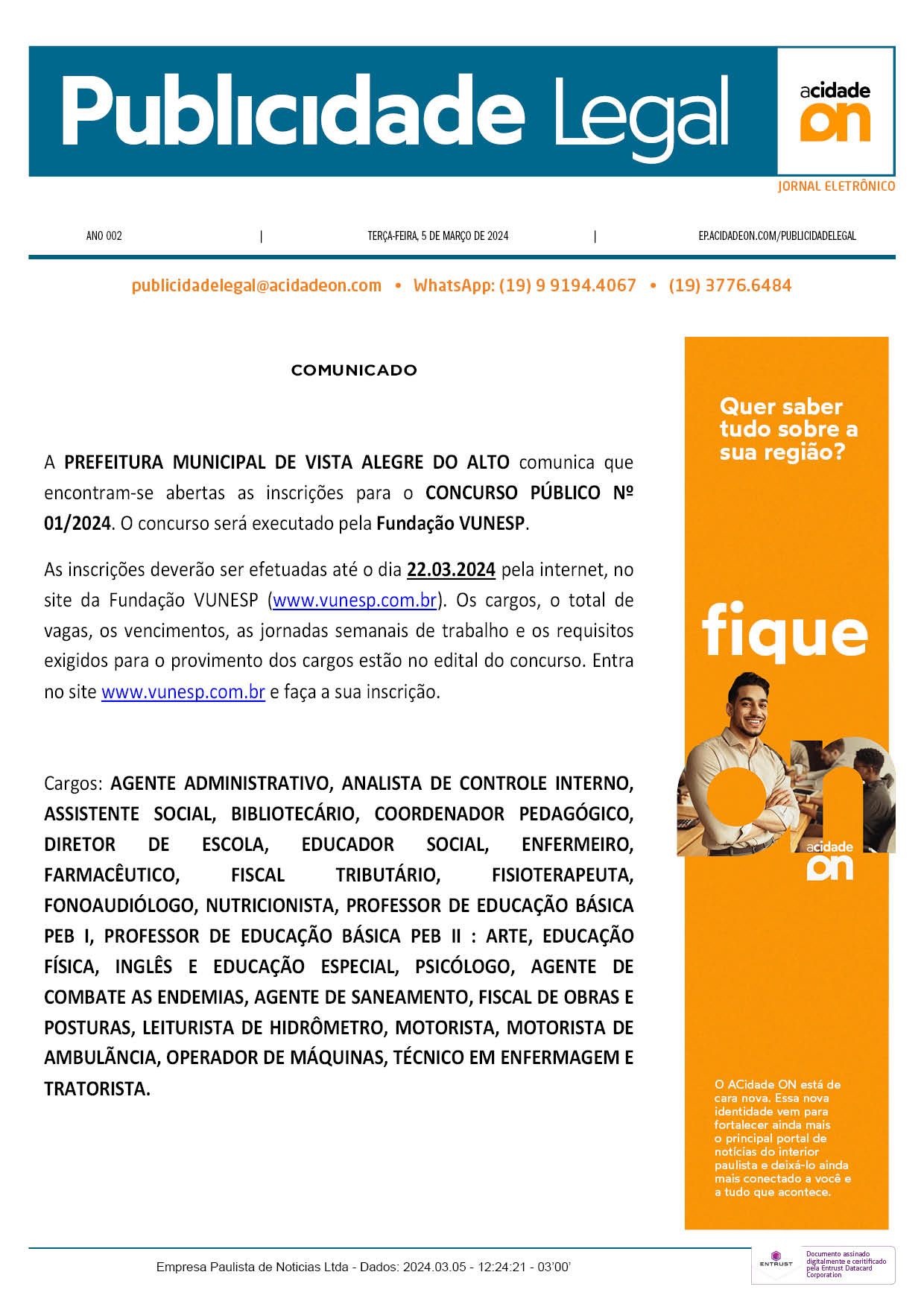 Arquivo PDF Publicidade Legal - 5 de março de 2024