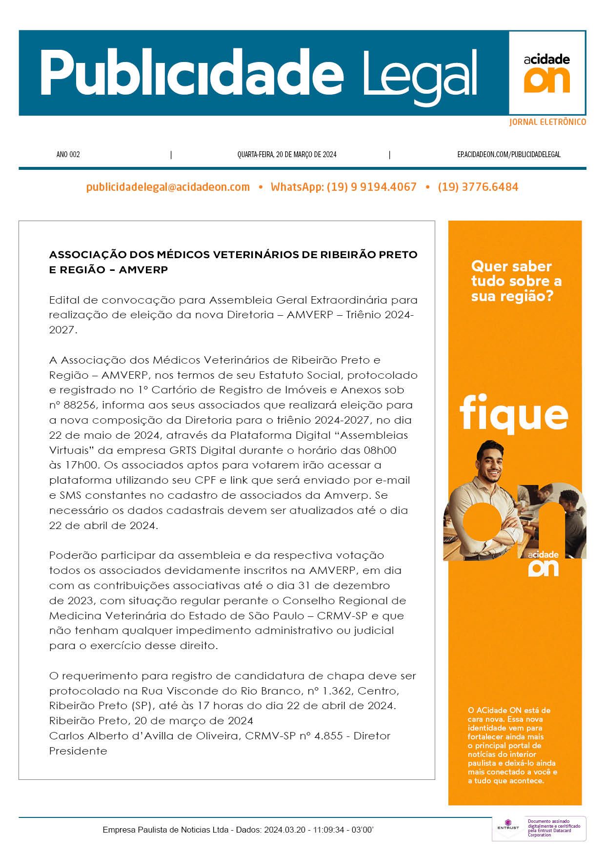 Arquivo PDF Publicidade Legal - 20 de março de 2024