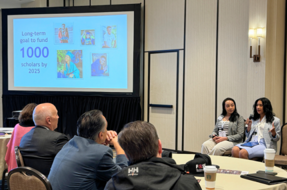 FOSSI Scholars Carol Akpan and Liyah Wilson share insights at the FOSSI Sponsor Roundtable in New Orleans.