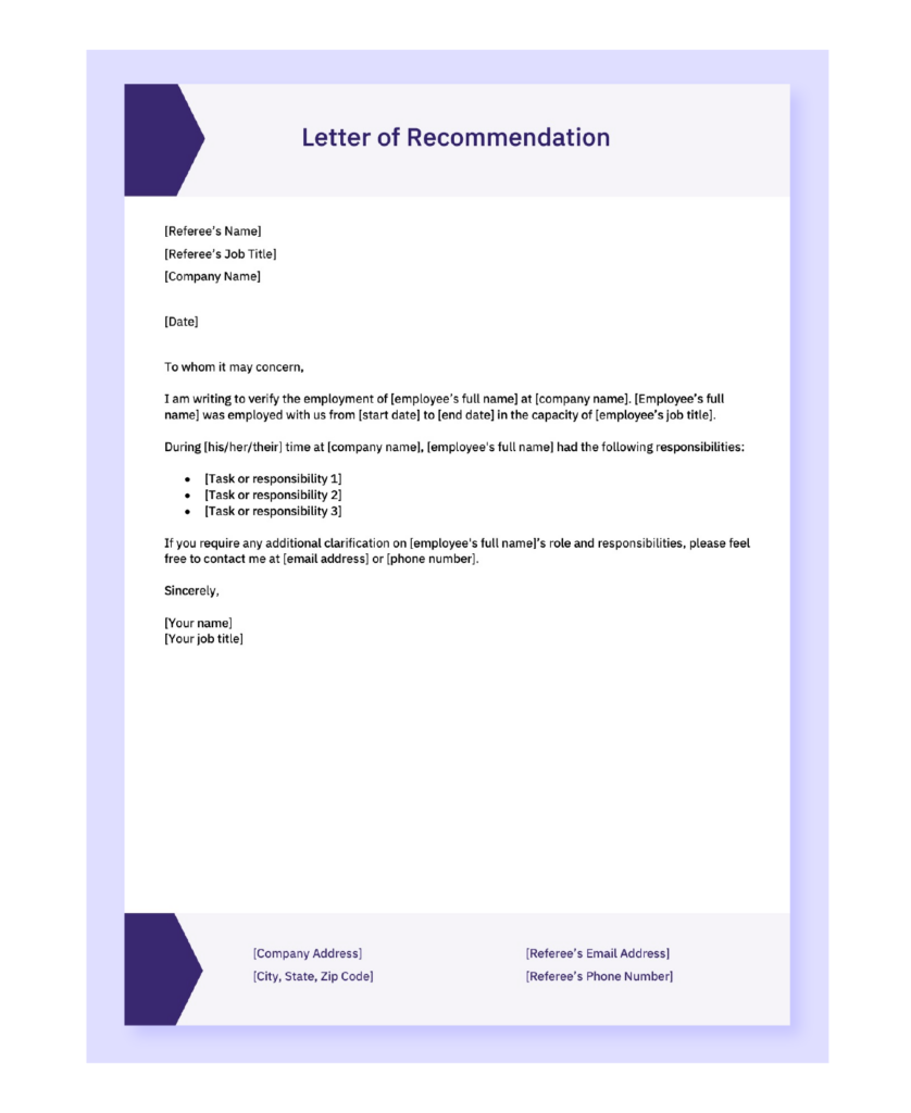 4 Free Letter of Recommendation for Employee Templates - AIHR