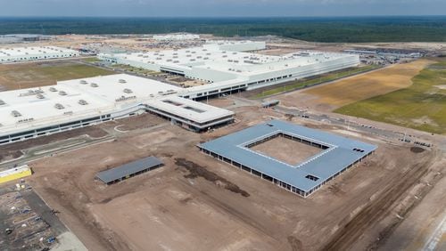 This aerial photo shows Hyundai Motor Group's electric vehicle factory in Bryan County during the summer of 2024 as construction nears its completion.