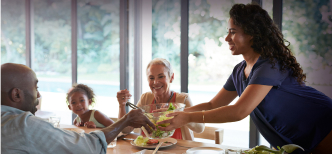 Pessoas em um almoço em família