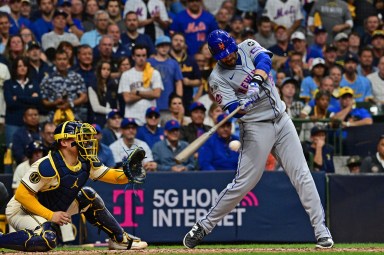 JD Martinez 2 RBI single Game 1 Wild Card Mets Brewers