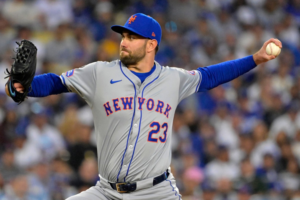 David Peterson of the Mets pitching in the MLB playoffs