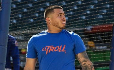 Mets' Francisco Alvarez wearing Athlete Logos shirt