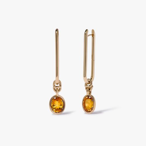 Knuckle Citrine Long Earrings