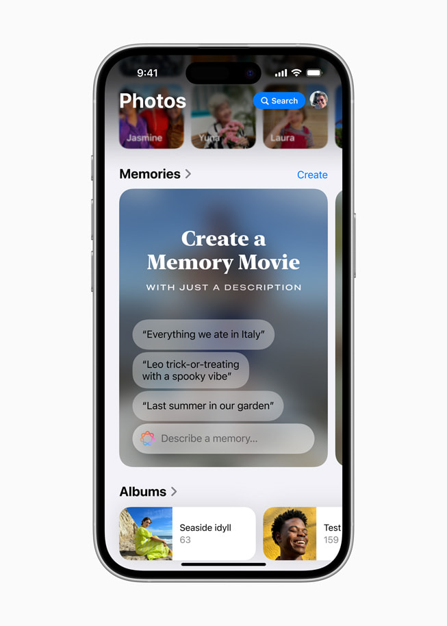 A user is prompted to create a Memory Movie on iPhone 16 within the Photos app.