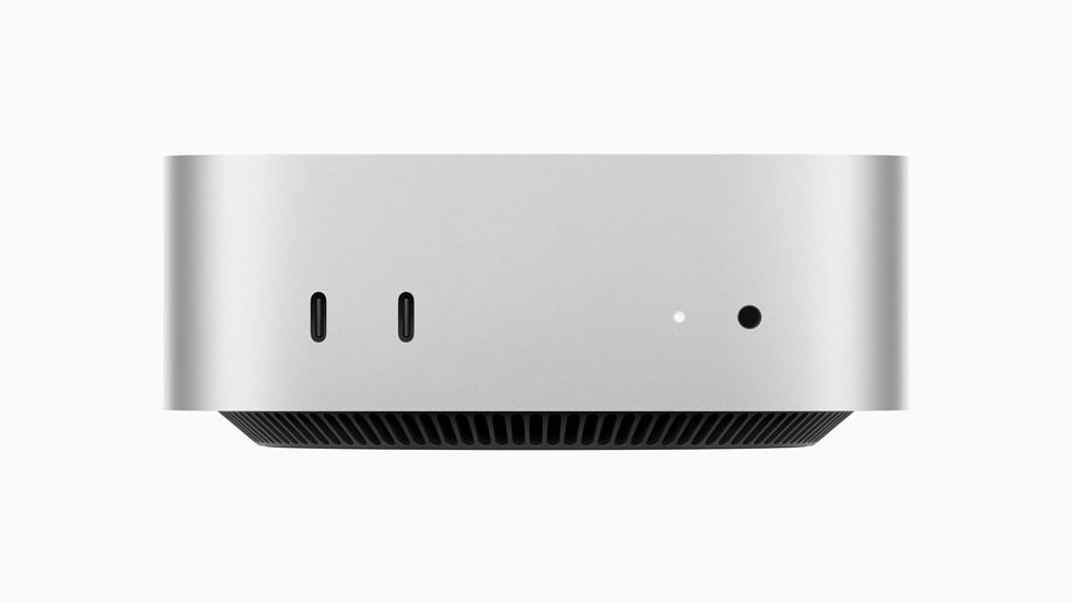 Mac mini is shown from the front.