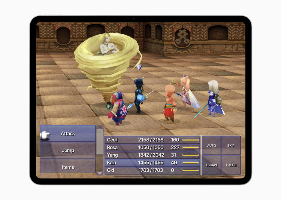 FINAL FANTASY IV (3D REMAKE) gameplay displayed on a 13-inch iPad Pro.