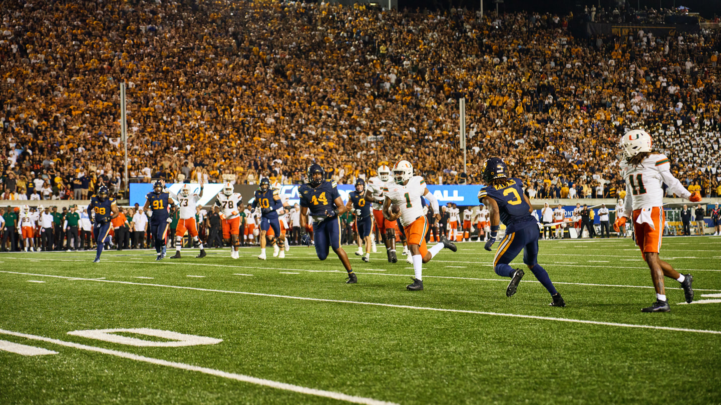 LSU and Miami go head to head on the football field at Tiger Stadium.