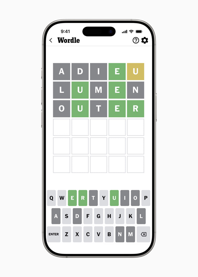 Een scherm in NYT Games op iPhone 16 Pro.