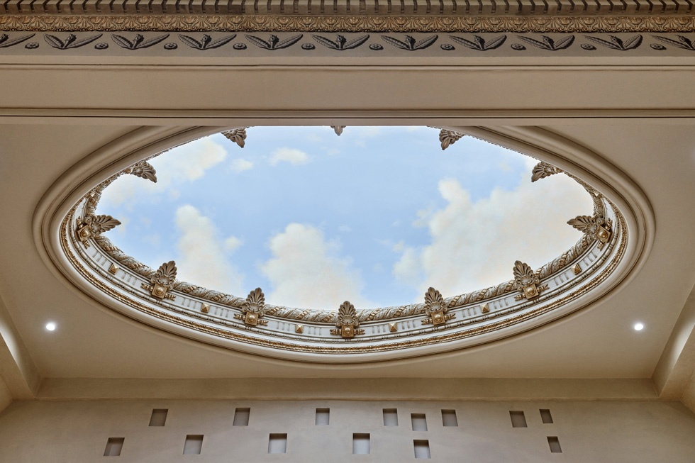 The sky-painted dome of Apple Tower Theatre.