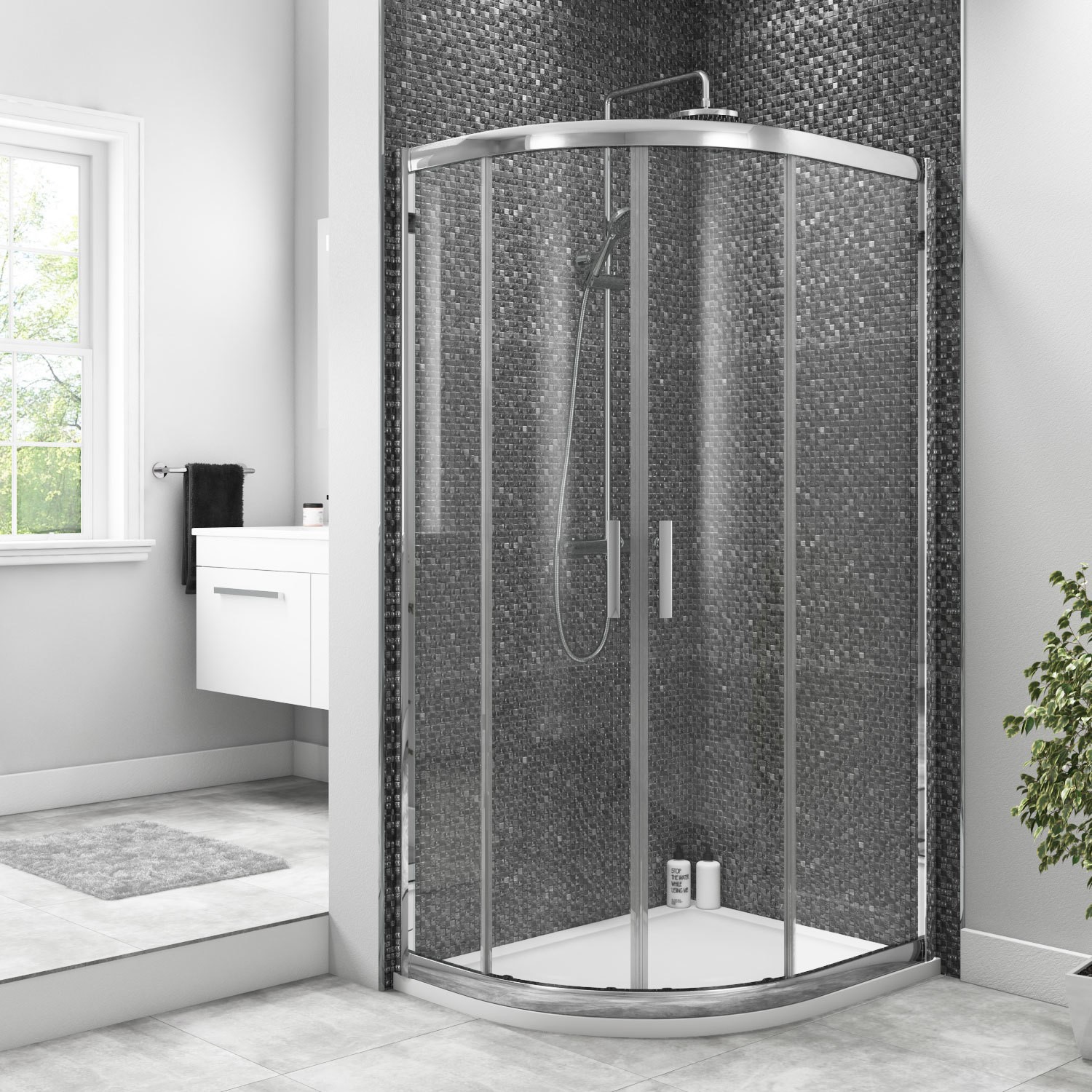 Offset Reversible Quadrant Shower Enclosure With Twin Sliding Door