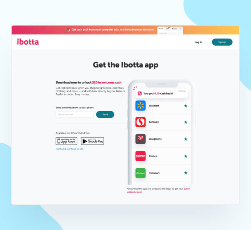 ibotta app landing page example