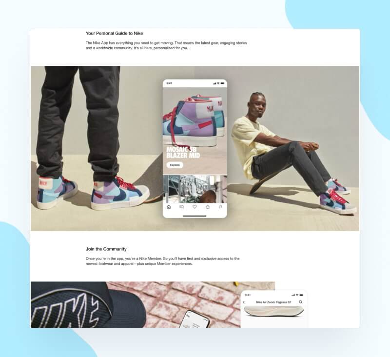 Nike app landing page example #2