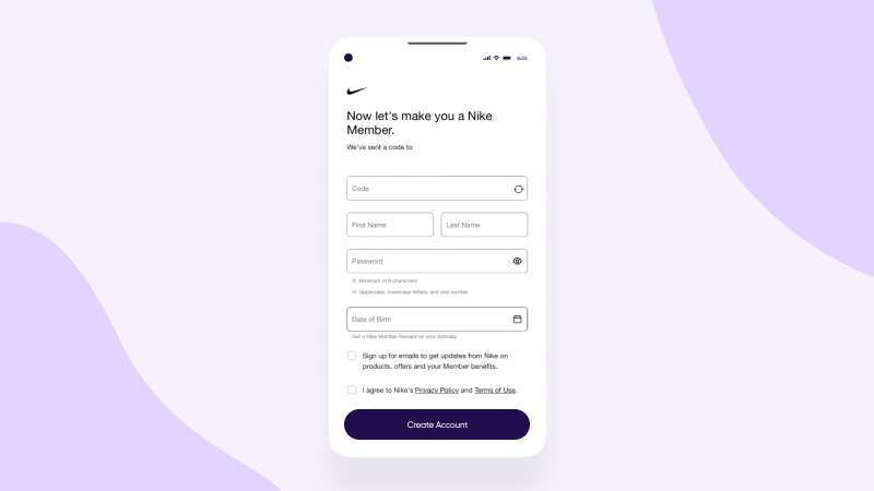 Nike app onboarding