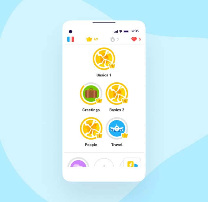 App gamification - Duolingo example