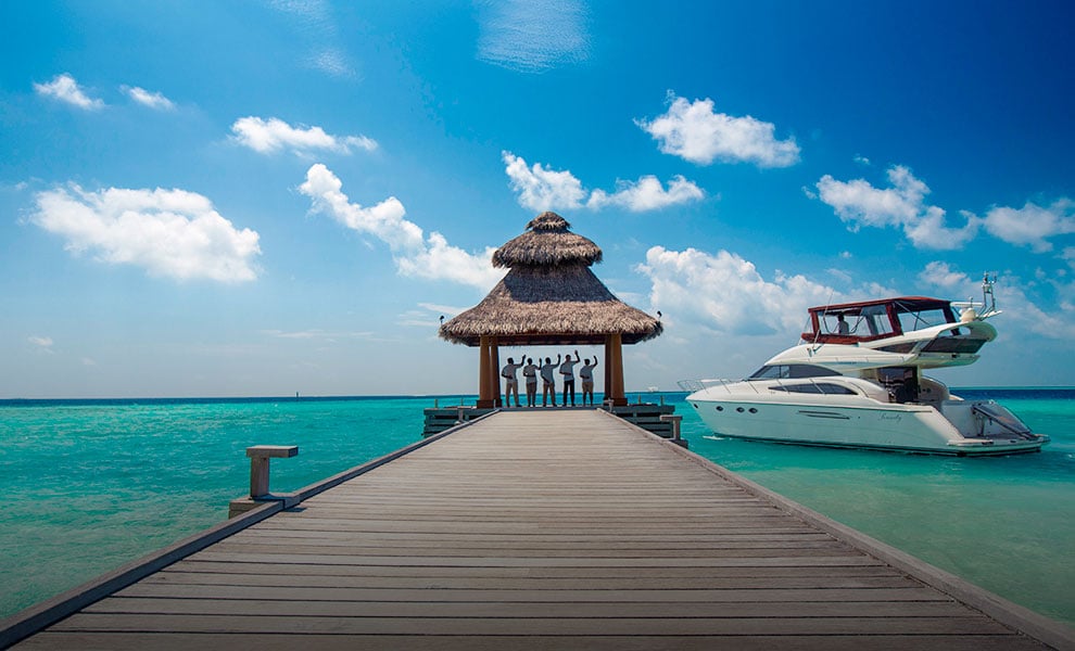 Arrival-Jetty with Yacht at Baros Maldives