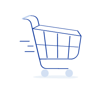 Shopping cart illustration for the Bearcat Bookstore