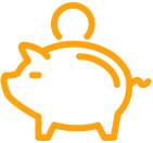 Orange piggy bank