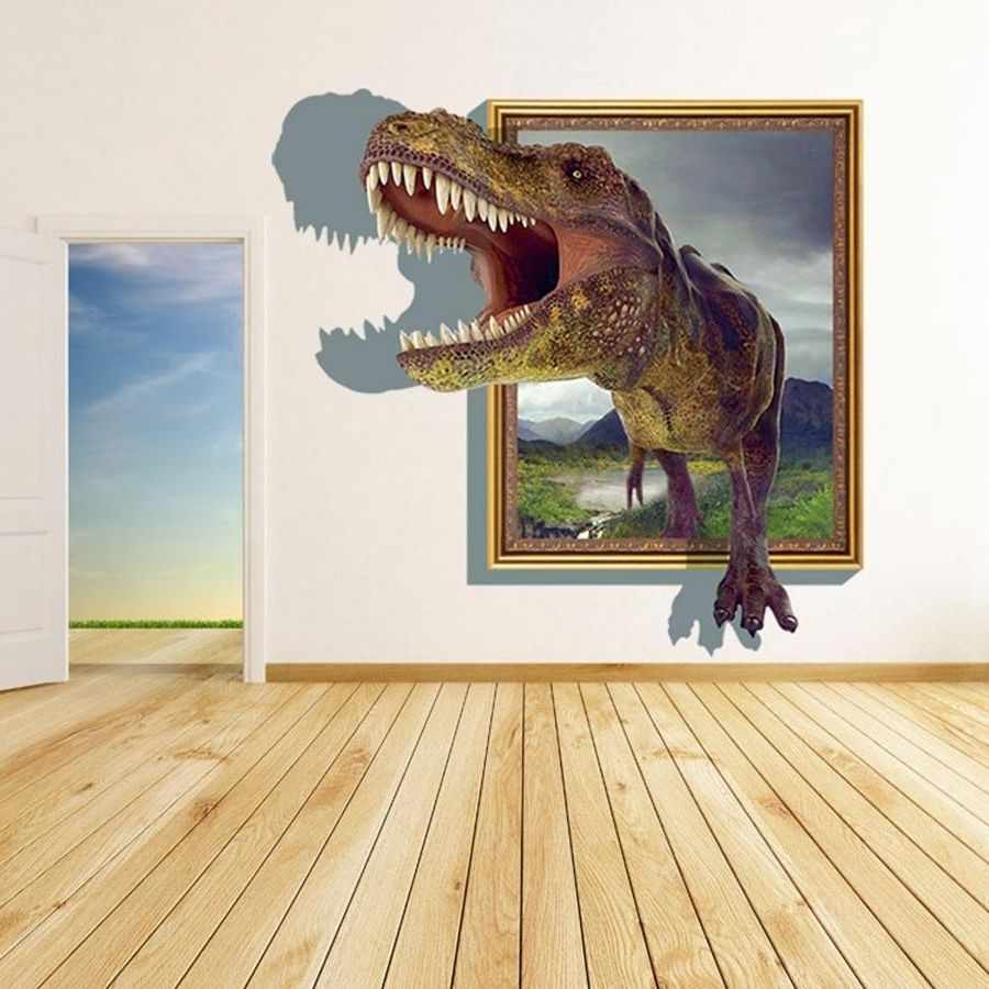 2015 3d Wall Stickers For Kids Rooms Boys Dinosaur Decals For Baby Pertaining To Trendy 3d Dinosaur Wall Art Decor (View 4 of 15)