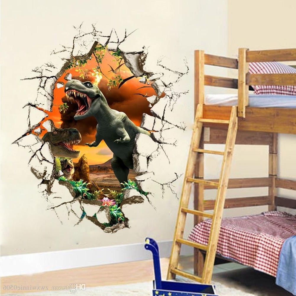 2017 3d Dinosaur Wall Stickers Decals For Kids Rooms Art For Baby For 3d Dinosaur Wall Art Decor (View 3 of 15)