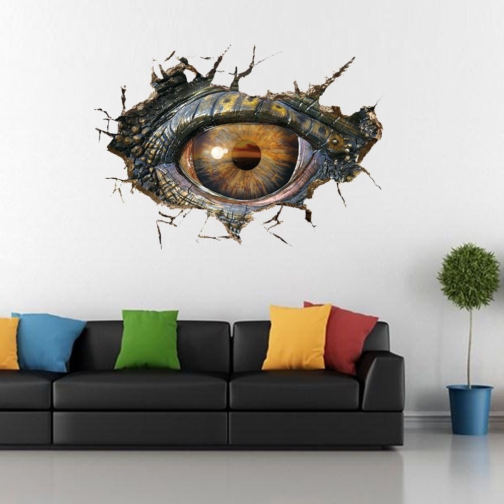 Latest Removable Dinosaur Eye 3d Cracked Wall Sticker Pvc Mural Decal Intended For 3d Dinosaur Wall Art Decor (View 15 of 15)