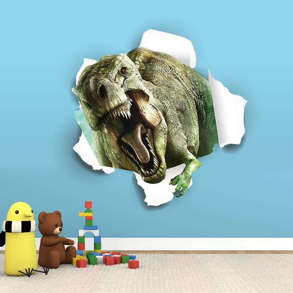 Most Recent 3d Fantastic Dinosaur Wall Stickers For Kids Rooms Removable In 3d Dinosaur Wall Art Decor (View 9 of 15)