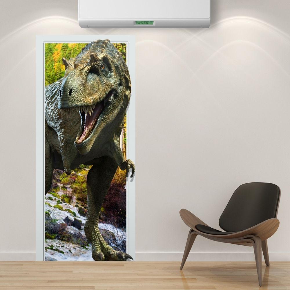 Popular 88x200cm Pag Imitative Door 3d Wall Sticker Fiery Dragon With Regard To 3d Dinosaur Wall Art Decor (View 10 of 15)