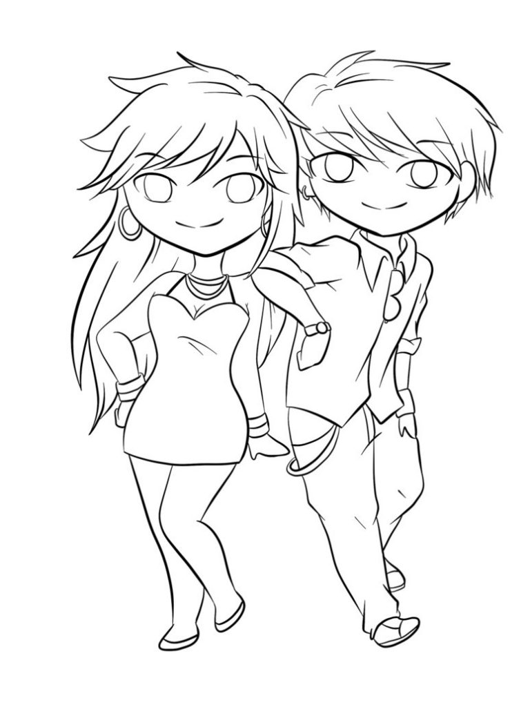 Cute Anime Couple Coloring Pages