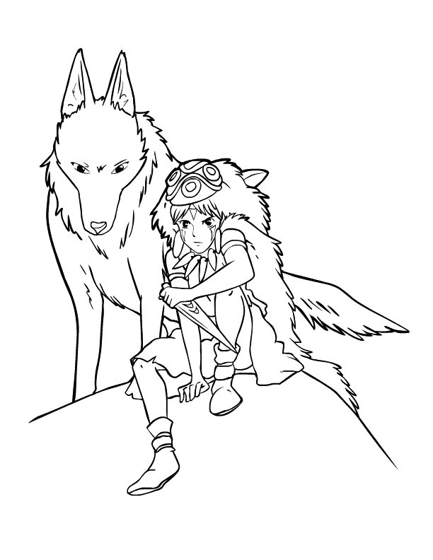 Princess Mononoke Anime Coloring Page