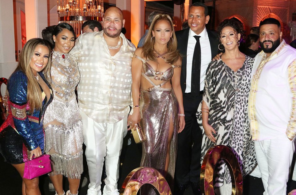 Lorena Cartegena, Ashanti, Fat Joe, Jennifer Lopez, Alex Rodrigiuez, Nicole Tuck and DJ Khaled photographed at Jlo's 50th birthday celebration in Miami on July 24, 2019.