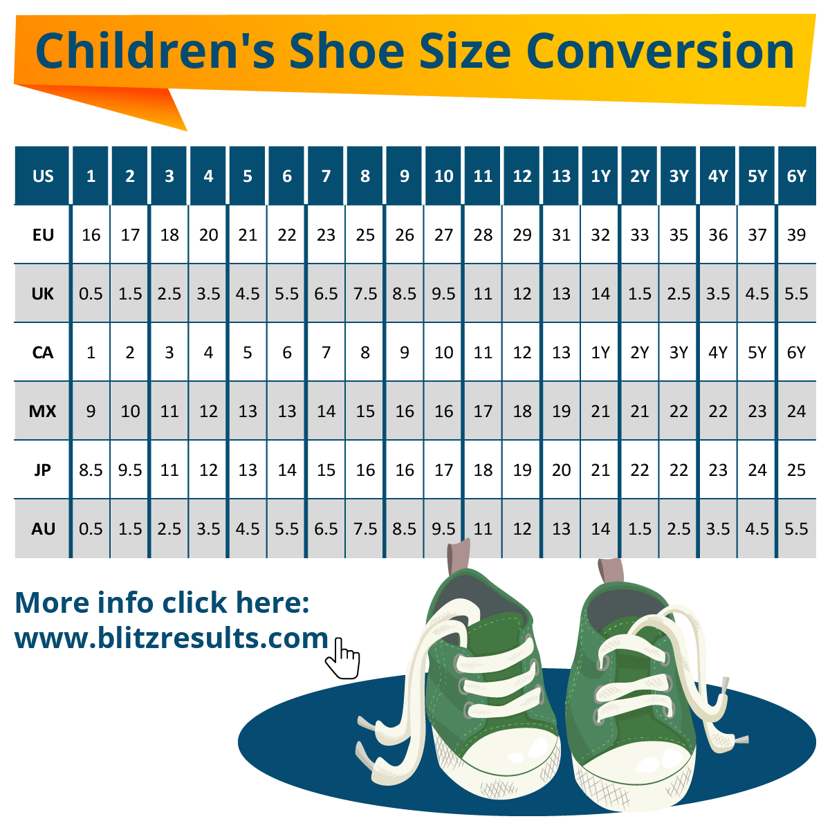 Kids Shoe Size Chart Printable