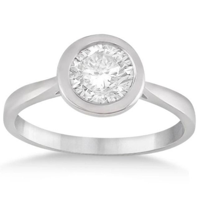 FLOATING BEZEL SET SOLITAIRE ENGAGEMENT RING SETTING 14K WHITE GOLD