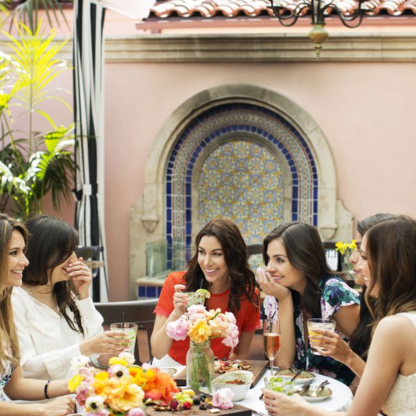 women having brunch on bachelorette party