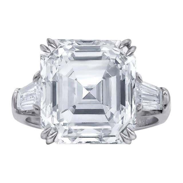 1st Dibs Asscher Cut Diamond Platinum Ring